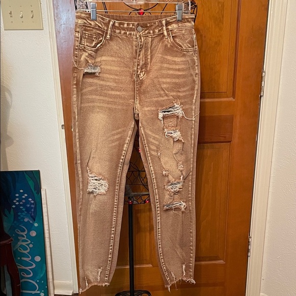 unbranded Denim - 💸💸💸BOGOHO 💸💸💸Distressed Tan Women's Jeans-10